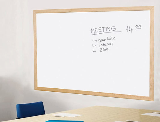 Officepaper Pizarra blanca melamina marco de madera 90x60 cm.