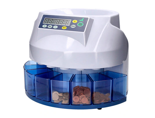 Contador y clasificador automático de monedas Q-Connect con capacidad de procesamiento de 216 monedas por minuto