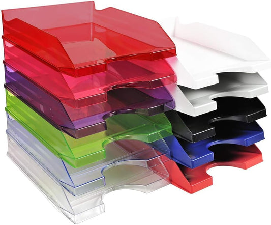 Bandejas de Oficina Apilables – Organizador Oficina para Folios – Organizador de Archivos Escritorio Color Azul Celeste OFFICEPAPER Pack (10 Bandejas)