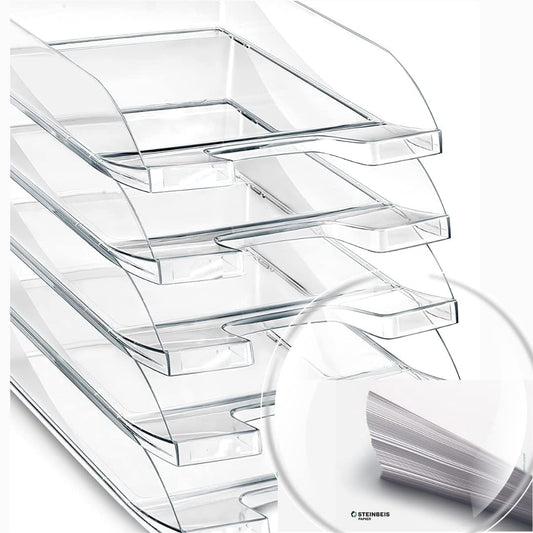 Lote de 10 bandejas portadocumentos - Bandeja Oficina - Bandeja Folios - Organizador de Folios - Color Transparente